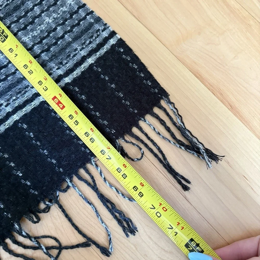 Cashmink V. Fraas 100% Acrylic Scarf Made In Germany Grey‎ Black Striped Winter